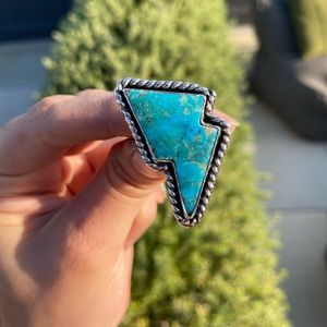 Kingman Turquoise and Sterling Silver Thunderbolt Ring-5